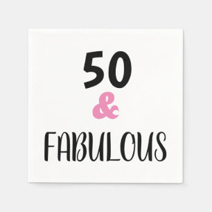 Minimalist 50 And Fabulous Text Birthday Party Napkin