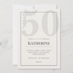 Minimalist 50th Milestone Birthday Celebration Invitation