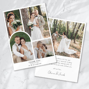 Minimalist 5 Photo Arch Wedding Thank You Card