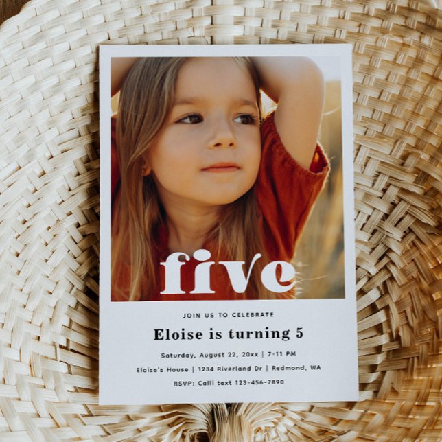Minimalist 5th Birthday Invitation | 5th Birthday (Creator Uploaded)