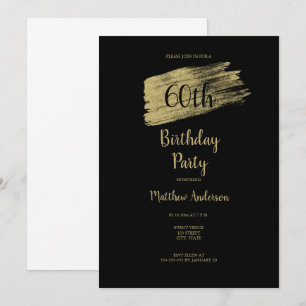 Minimalist 60th Gold Black Birthday Invitation