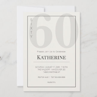 Minimalist 60th Milestone Birthday Celebration Invitation