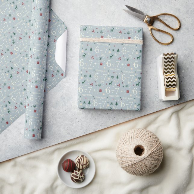 Minimalist 6-7 Meme Christmas Wrapping Paper (Crafts)