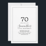 Minimalist 70th Birthday Invitation<br><div class="desc">This minimalist 70th birthday invitation is perfect for a simple birthday party. The modern romantic design features classic black and white typography paired with a rustic yet elegant calligraphy with vintage hand lettered style. Customisable in any colour. Keep the design simple and elegant, as is, or personalise it by adding...</div>