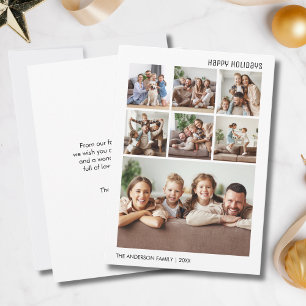 Minimalist 7 Family Photo Collage Christmas Holiday Card
