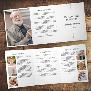 Minimalist 7-Photo Funeral/Memorial Service Tri-Fold Programme