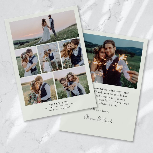 Minimalist 7 Photo Wedding  Thank You Card (Creator Uploaded)