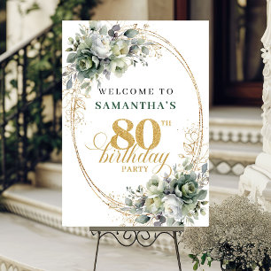 Minimalist 80th Boho Greenery Welcome Sign