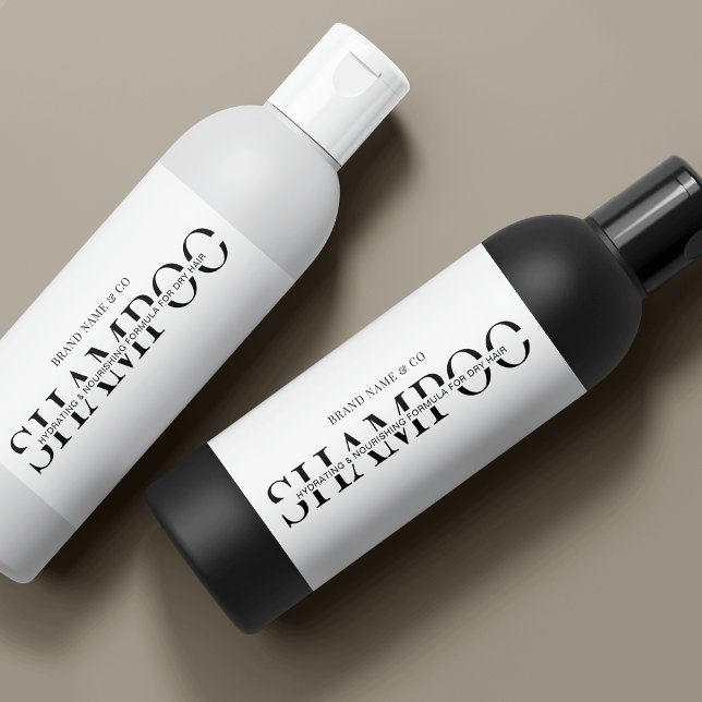 Minimalist 8 OZ Skincare Bottle Shampoo Label (Fully editable minimalist black and white cosmo bottles packaging stickers)
