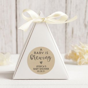 Minimalist A Baby is Brewing Baby Shower  Classic Round Sticker