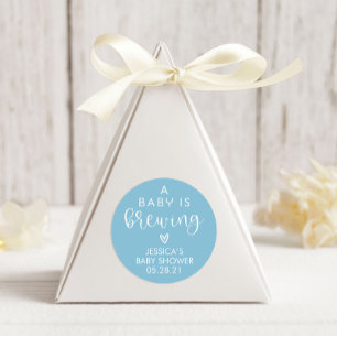 Minimalist A Baby is Brewing Baby Shower Favour Classic Round Sticker