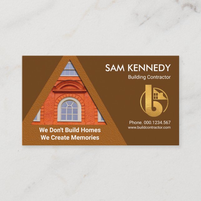 Minimalist A-Frame Roof Building Construction Business Card (Front)