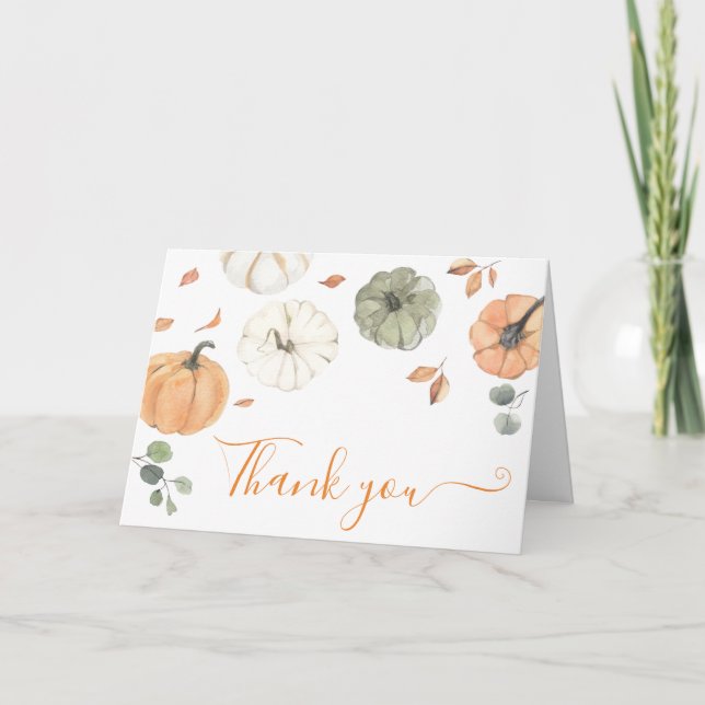 Minimalist A Little Pumpkin Baby Shower Thank You Card (Front)