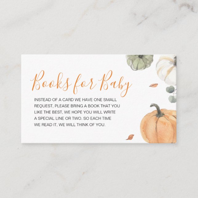 Minimalist A Little Pumpkin Books for Baby Enclosure Card (Front)