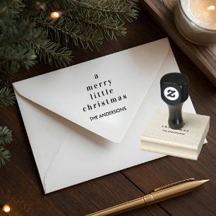 Minimalist A Merry Little Christmas Custom Family Rubber Stamp