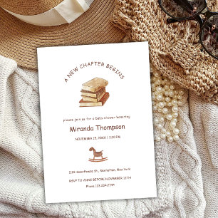 Minimalist A New Chapter Begin Book Baby Shower Invitation