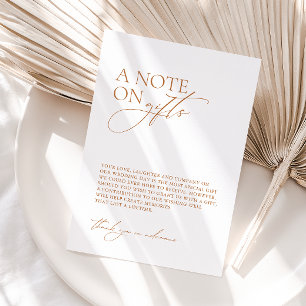 Minimalist "A Note On Gifts" Wedding Wishing Well Enclosure Card