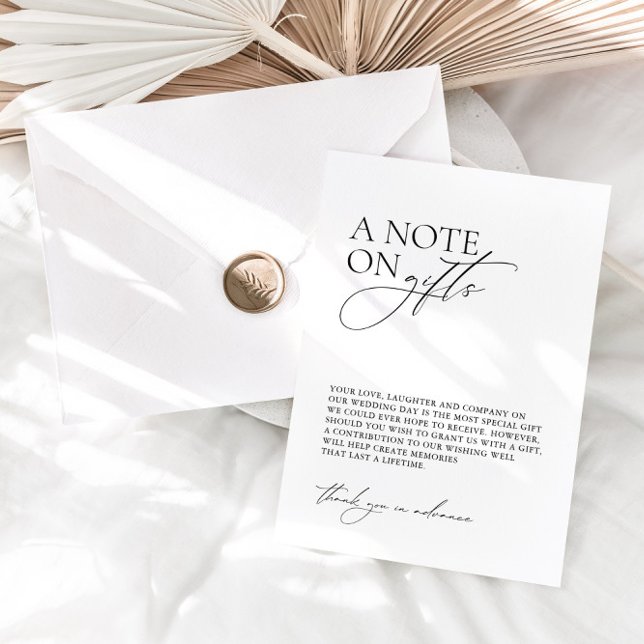 Minimalist "A Note On Gifts"  Wedding Wishing Well Enclosure Card (Creator Uploaded)