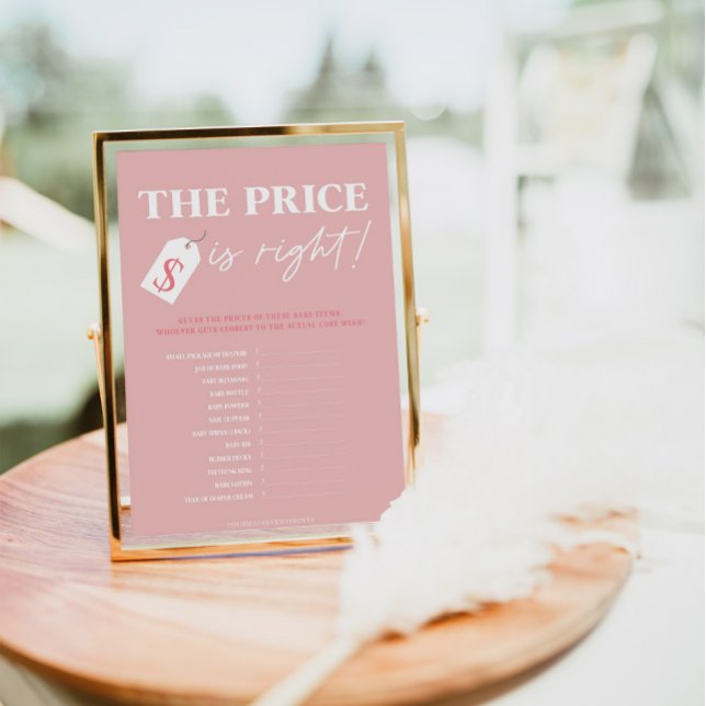 Minimalist A Sweet Girl Baby Shower Price Is Right Invitation (Creator Uploaded)