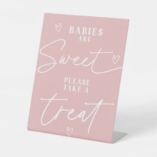 Minimalist A Sweet Girl Baby Shower Treat Sign