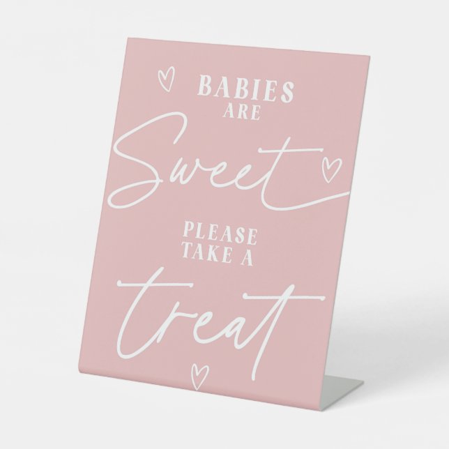 Minimalist A Sweet Girl Baby Shower Treat Sign (Front)