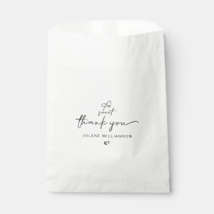 Minimalist A Sweet Thank You Script Heart Favour Bags