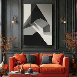 Minimalist Abstract Black White Grey Canvas Print