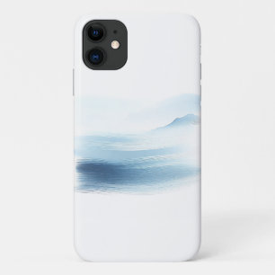 Minimalist Abstract Blue Watercolor Waves - Elegan iPhone 11 Case