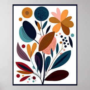 Minimalist Abstract Boho Floral Poster