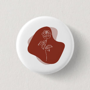 Minimalist Abstract Boho Rose 3 Cm Round Badge