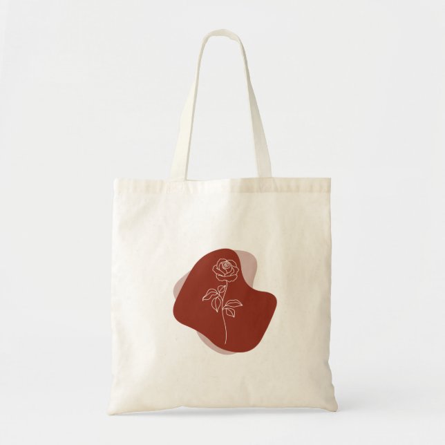 Minimalist  Abstract Boho Rose Tote Bag (Front)