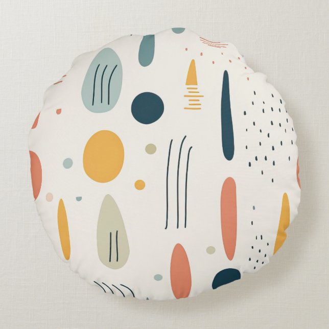 Minimalist Abstract Boho style round pillow (Back)