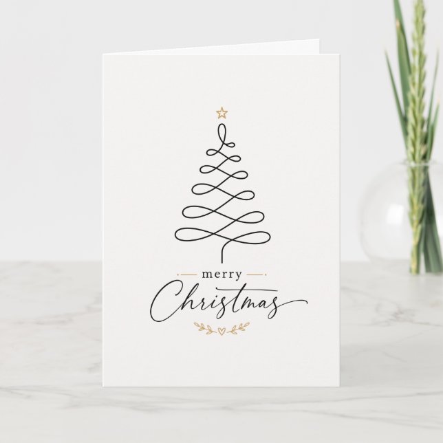 Minimalist Abstract Christmas Tree  Holiday Card (Front)
