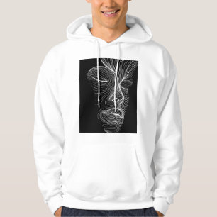 Minimalist Abstract Face Line Art. Hoodie
