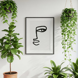 Minimalist Abstract Face Line Art Poster