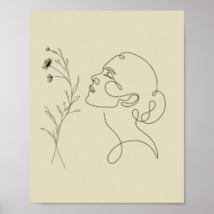 Minimalist Abstract Face Line Art Poster