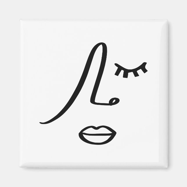 Minimalist Abstract Face Modern Art Design Magnet (Front)