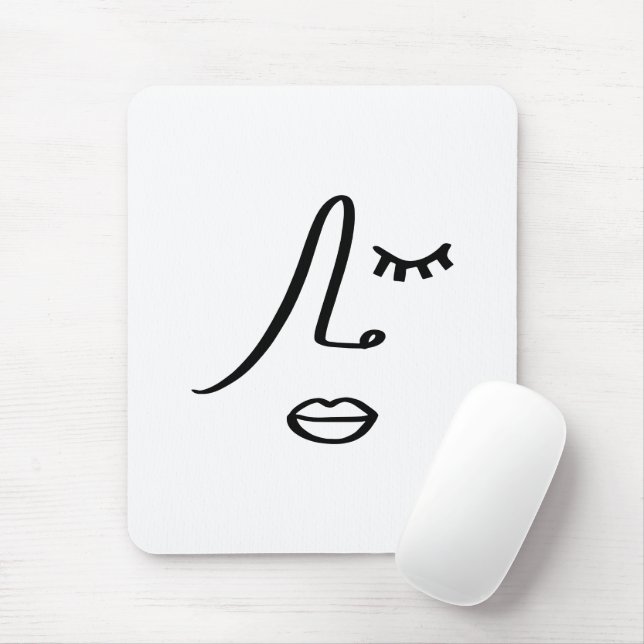 Minimalist Abstract Face Modern Art Design Mouse Mat (With Mouse)