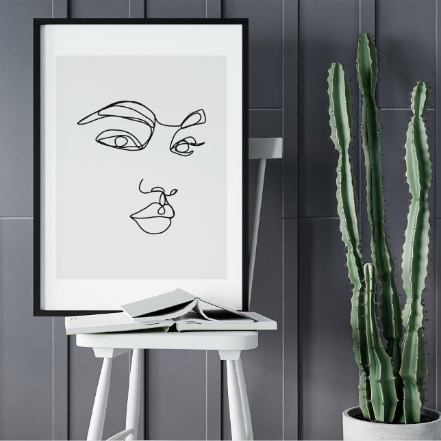 Minimalist Abstract Face Portrait Line Art Drawing Poster (Minimalist Abstract Face Portrait Line Art Drawing Poster)