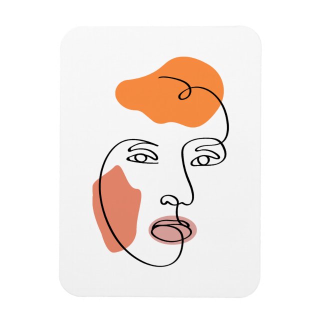 Minimalist Abstract Face Portrait Line Art  Magnet (Vertical)