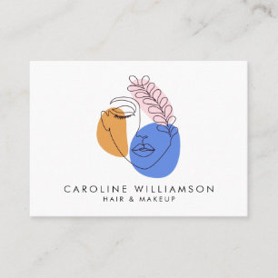 Minimalist Abstract Face Portrait Line Art QR Code Business Card