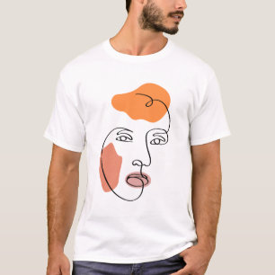 Minimalist Abstract Face Portrait Line Art  T-Shirt
