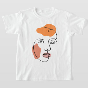 Minimalist Abstract Face Portrait Line Art  T-Shirt