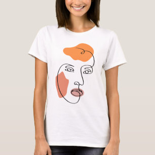 Minimalist Abstract Face Portrait Line Art  T-Shirt