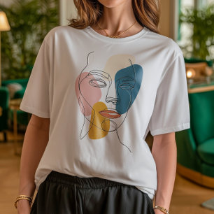 Minimalist Abstract Face Portrait one line sketch  Tri-Blend Shirt