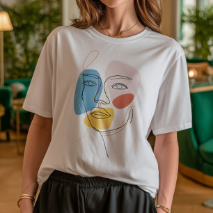 Minimalist Abstract Face Portrait one line sketch  Tri-Blend Shirt