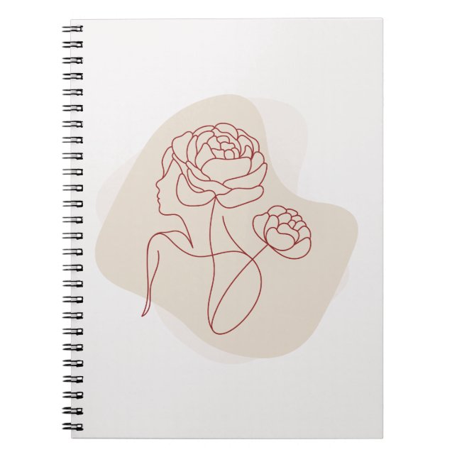 Minimalist Abstract Floral Line Art  Notebook (Front)