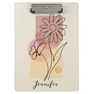 Minimalist abstract flower line art  clipboard