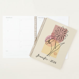 Minimalist abstract flower line art  planner