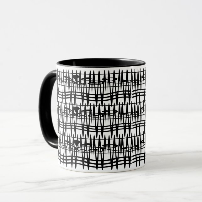 Minimalist abstract geometric line art mug (Front Left)